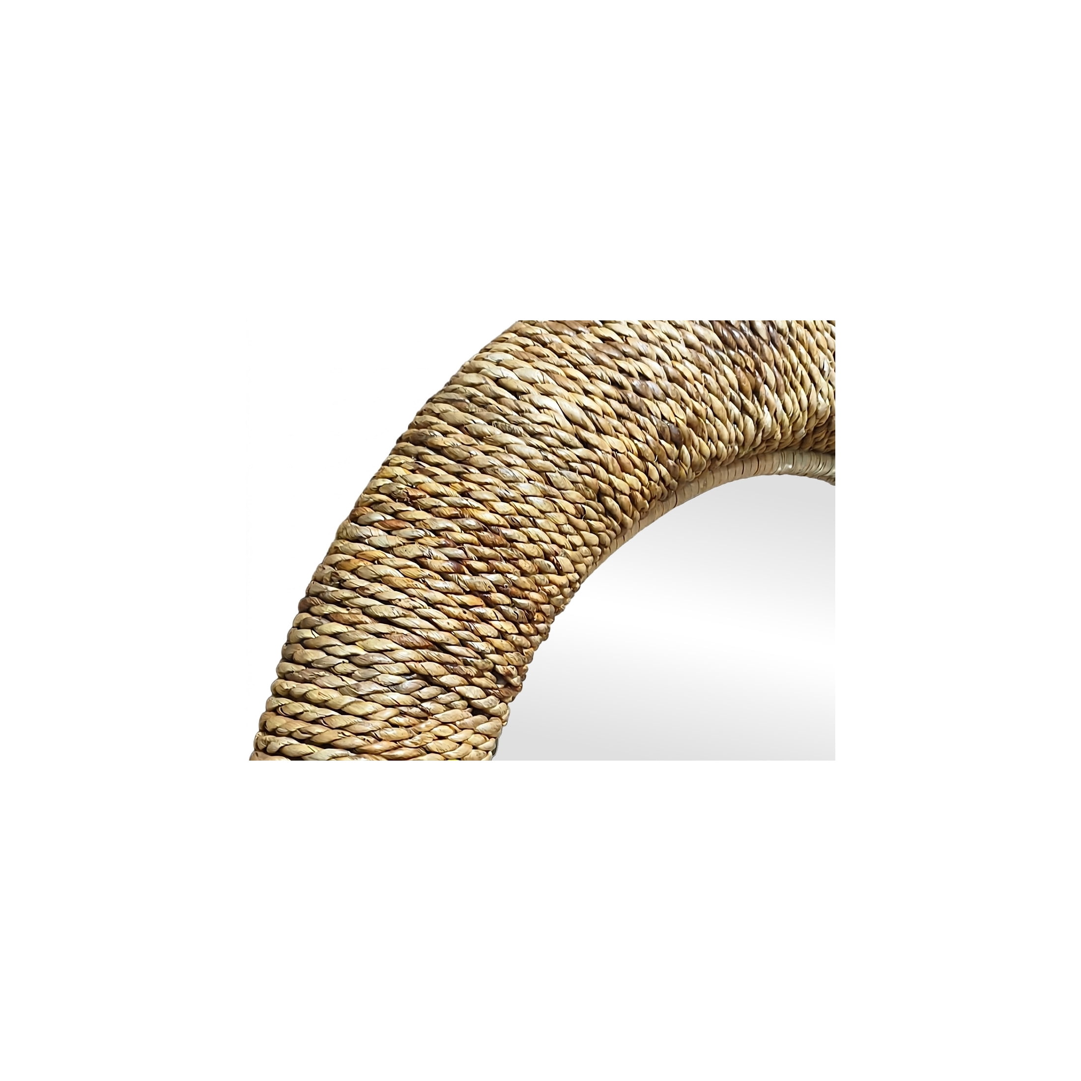 DecMode Coastal Brown Weaved Rattan Round Wall Mirror, 35"D
