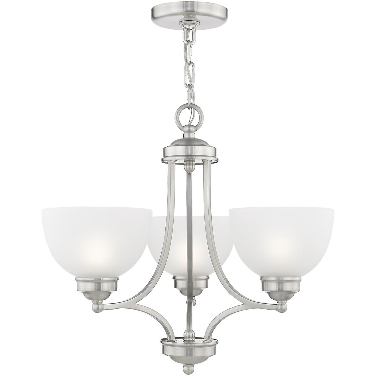 3 Light Brushed Nickel Chandelier with Satin Glass Shade