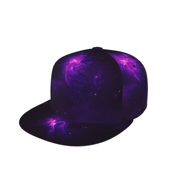 Snapback Hats For Men Women Nebula Galaxy Purple Flat Bill Brim Baseball Cap Printed Hat
