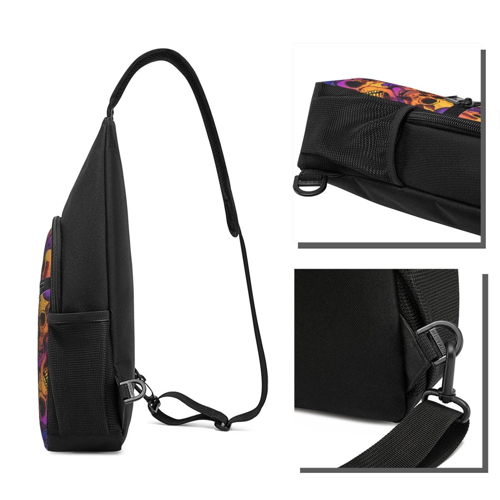 Xecao's Skull Print Sling Bag: A Versatile Chest, Shoulder, and Crossbody Backpack for Casual Days Out, Perfect for Both Men and Women