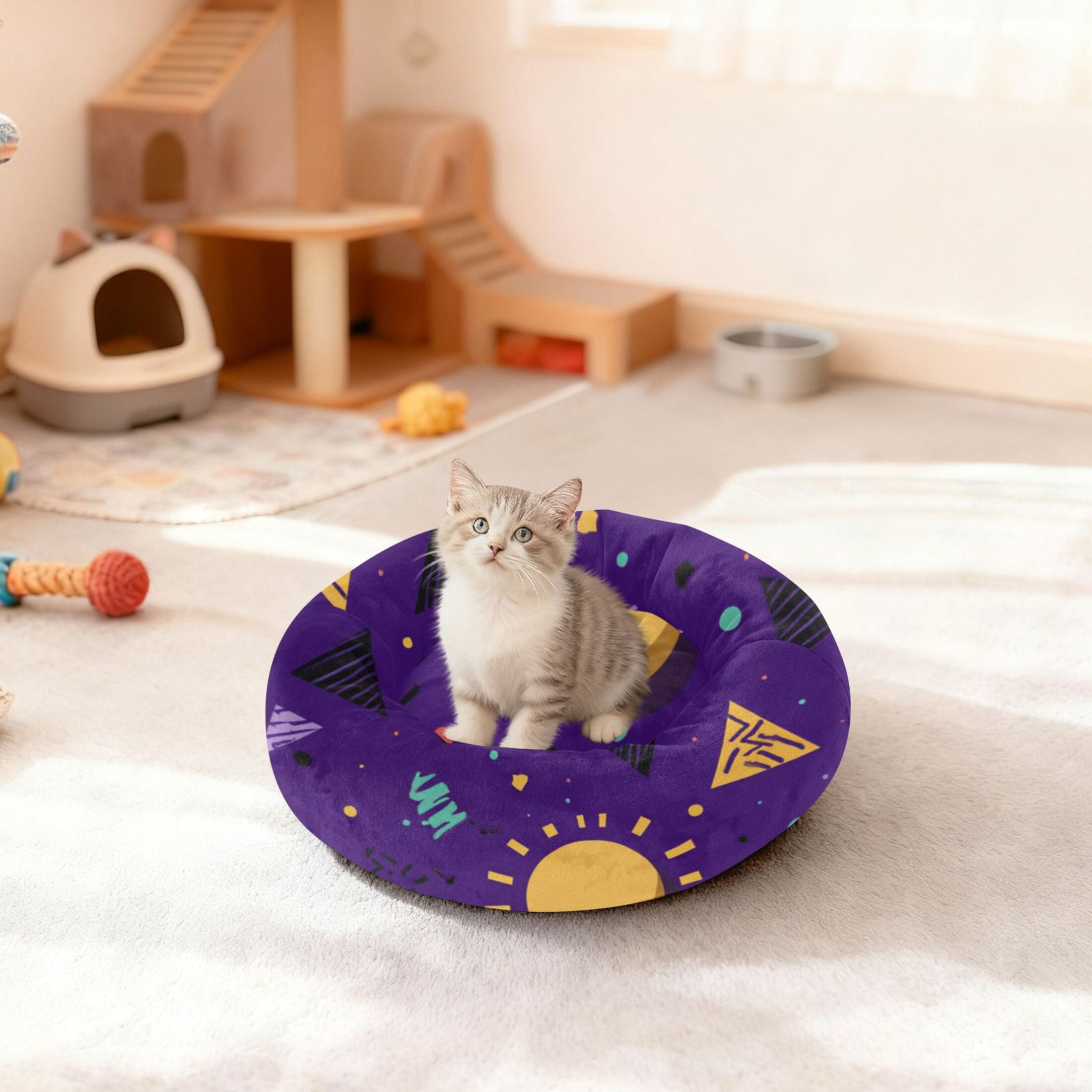 Pet Bed Pet Mat Cozy Removable & Washable Comfort For Cats And Dogs 80s-style Pattern