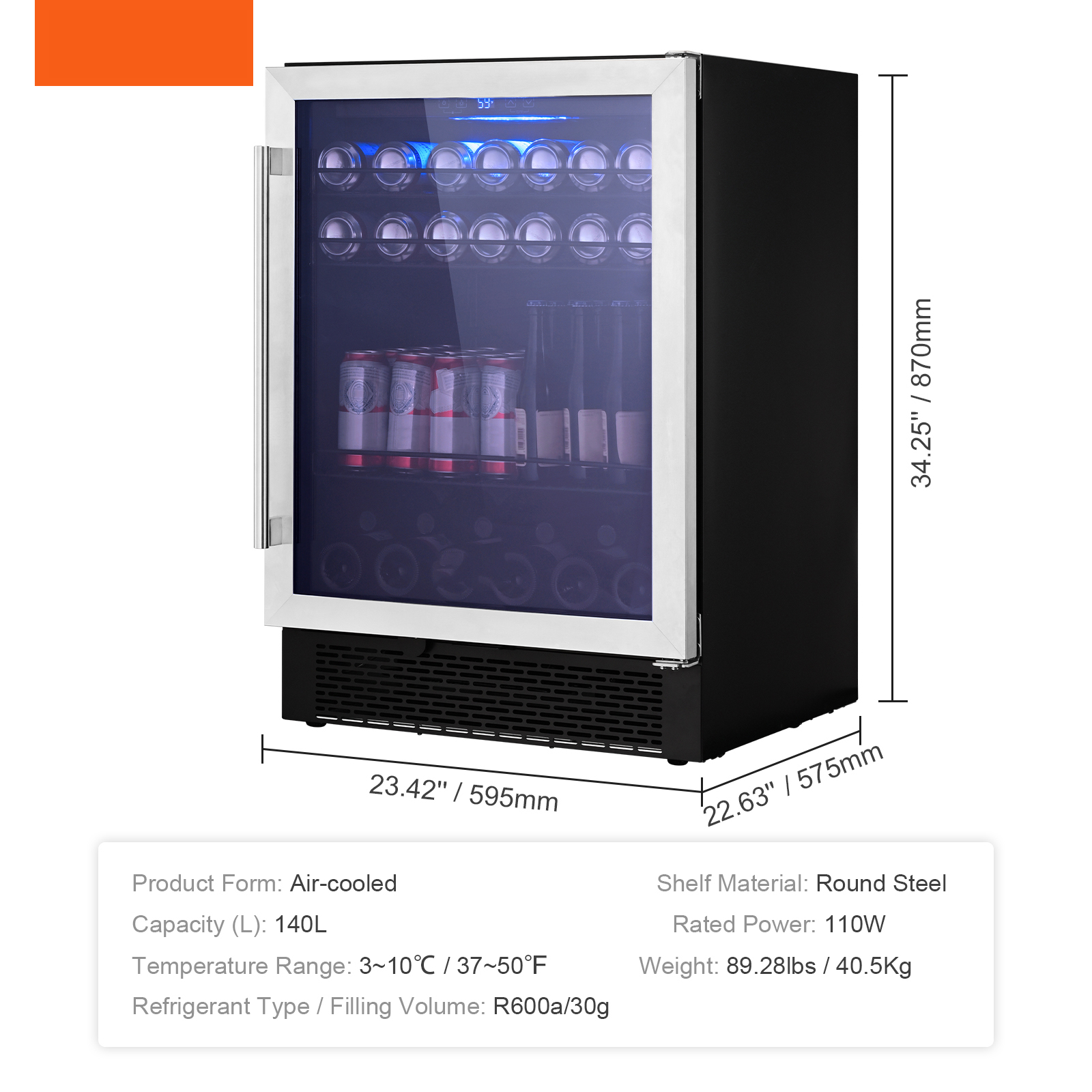 VEVOR 154 Bottle Wine Fridge Stainless Steel Wine Cooler with LED Light and Lock