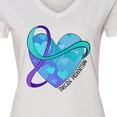 thumbnail image 4 of Inktastic Suicide Prevention Awareness Purple and Teal Heart Ribbon Women's V-Neck T-Shirt, 4 of 5