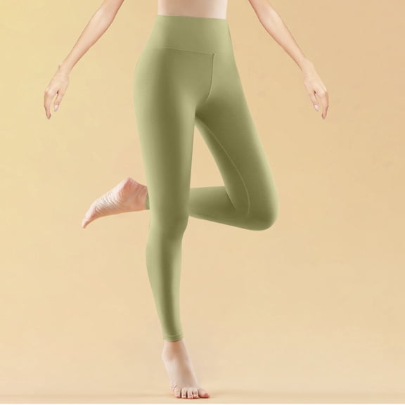 Wensltd Slim Fit Solid Color Yoga Leggings for Women Stretch Soft High Waist Tights for Running Workout