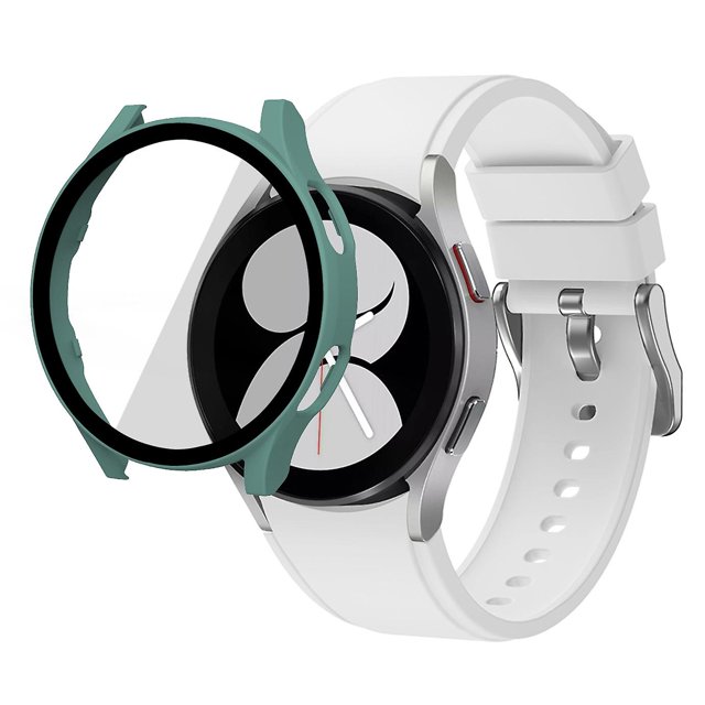 KAIYANG Funda protectora con protector de pantalla de vidrio templado incorporado para Samsung Galaxy Watch4 40 mm Estilo E Samsung Galaxy Watch4 Verde oscuro
