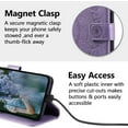 thumbnail image 5 of Mandala Phone Cover for iPhone 14 Plus, Ultra Slim Flip Case with Card Slot, Magnetic Closure, Embossing PU Leather Case with Stand Function and Lanyard, Foldable Motif - Purple, 5 of 17