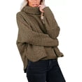 thumbnail image 3 of Mujeres Color sólido Solapa Casual Manga larga Tops Sudadera Pullover Camisas Blusa Pompotops  gfhjh13975, 3 of 8