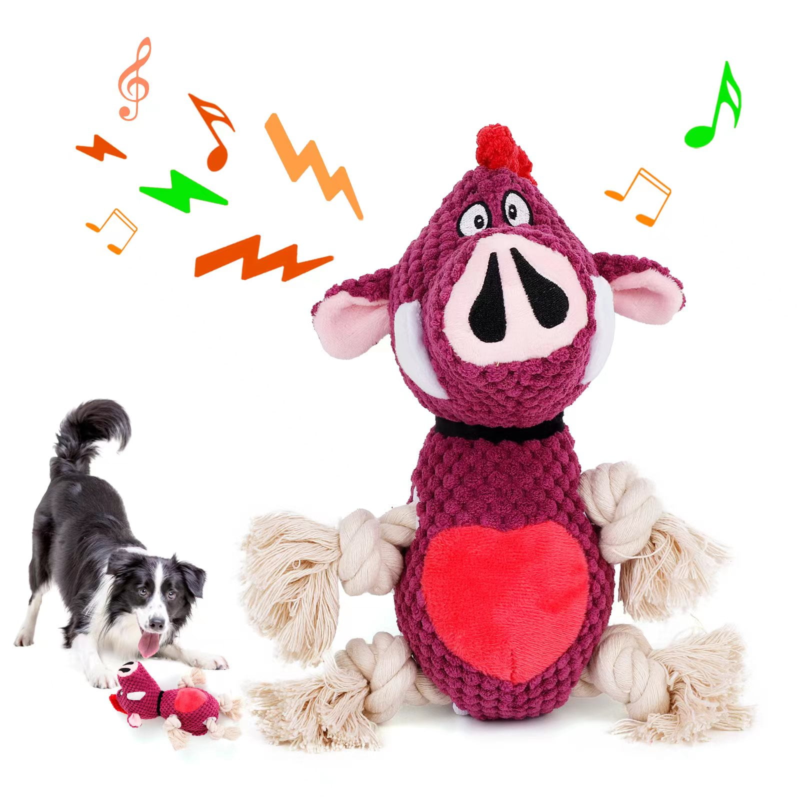 Durable Squeaky Dog Toys with Crinkle Paper,Plush Dog Chew Toys for