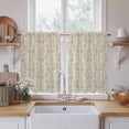 thumbnail image 2 of Beige Baroque Tier Curtains, Farmhouse Scroll Floral Pattern Art Light Filtering Kitchen Curtains, 2Pcs Rod Pocket Half Window Treatments Panels for Sink Cafe Cabinet Basement 27.5x45 Inches, 2 of 9