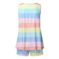 thumbnail image 2 of Defitshape Women's Cute Pajama Set 2 Piece Pjs Soft Sleepwear Shorts Patterned Comfy Ladies Loungewear Summer Fall Sleeveless Print Light Rainbow Nightwear Fitted Casual Pink Small, 2 of 3