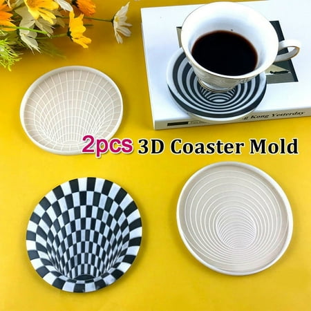 2pcs 3D Visual Black Hole Coaster Casting Mold for Resin Epoxy Crystal Silicone Moulds Home Table Decorations(Only Mold)