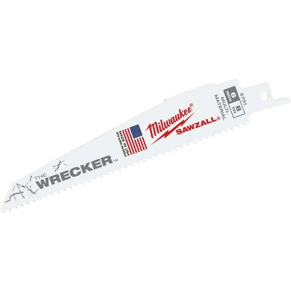 Milwaukee 48-00-8701 SAWZALL The WRECKER 6 In. 7/11 TPI Multi-Material Demolition Reciprocating Saw Blade - pack of 25