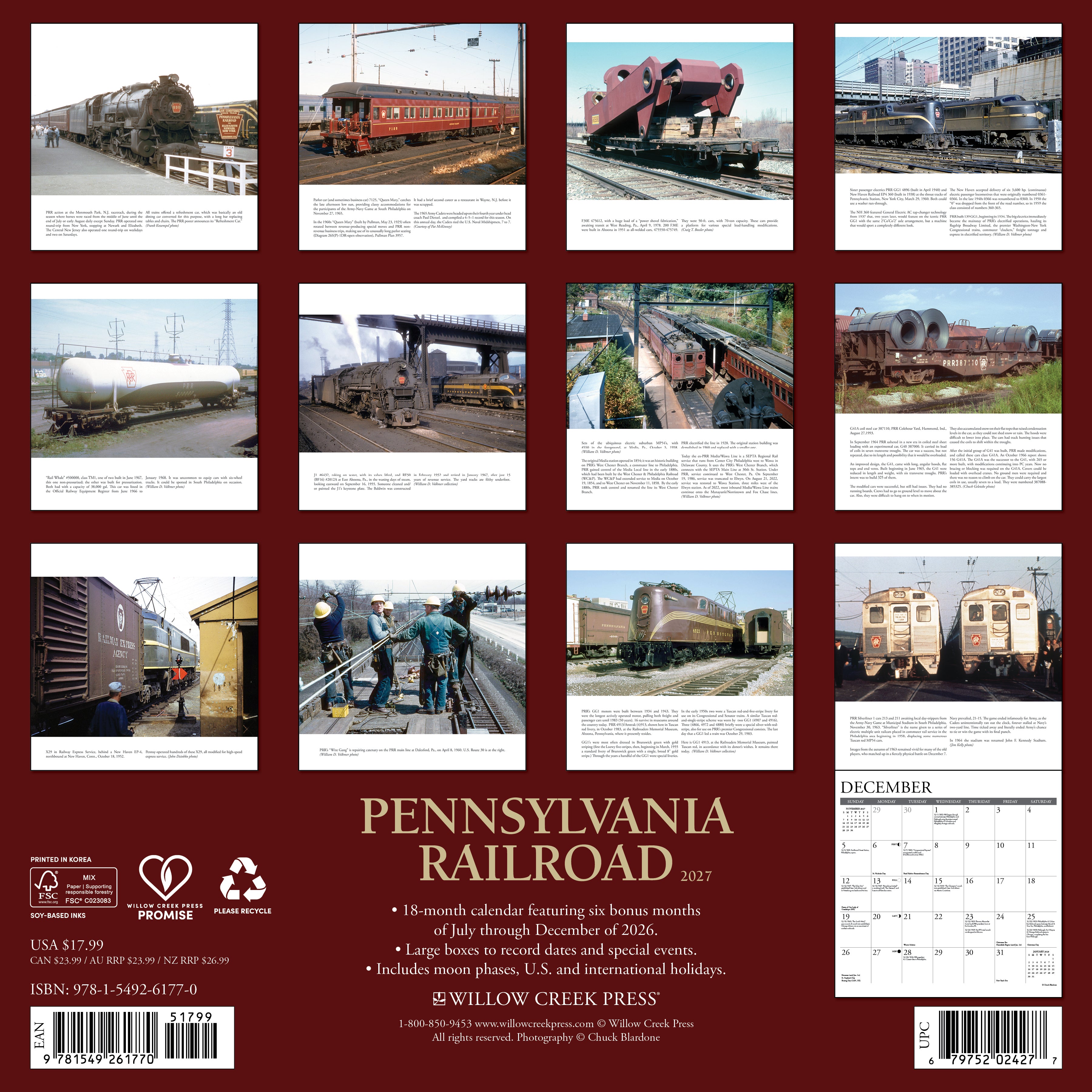 Willow Creek Press, Pennsylvania Railroad 2027 Wall Calendar
