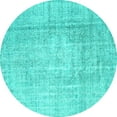 thumbnail image 1 of Ahgly Company Machine Washable Indoor Round Abstract Turquoise Blue Contemporary Area Rugs, 8' Round, 1 of 4