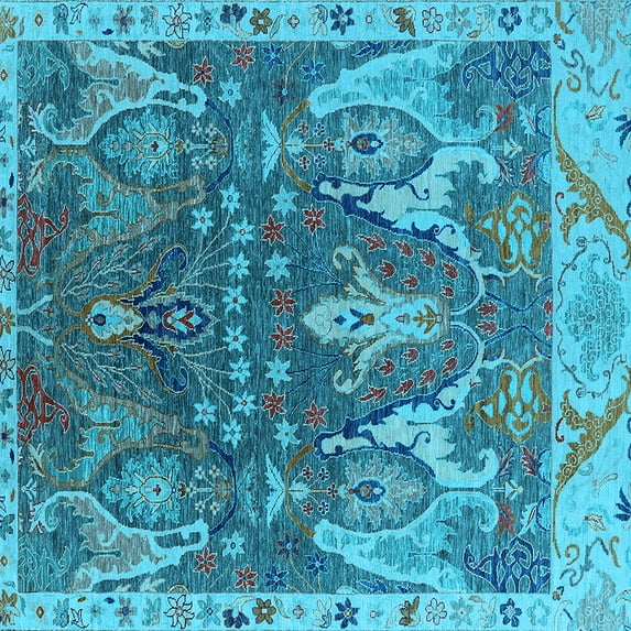 Ahgly Company Indoor Square Oriental Light Blue Industrial Area Rugs, 3' Square