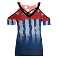 thumbnail image 3 of OAVQHLG3B Summer Tops for Women 4th of July Outfits for Women Patriotic ShirtsWomen V-Neck Short Sleeve Printing Strappy Cold Shoulder T-Shirt Tops Blouses, 3 of 5