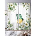 thumbnail image 2 of Spring Flowers Sheer Curtains 96 Inch Length 2 Panels Set, Watercolor Floral Butterfly Botanical Farmhouse Voile Window Treatment Semi Sheer Long Curtains for Bedroom/Living Room/Kitchen 52"x96"x2, 2 of 7