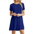 thumbnail image 2 of SMihono Robe d'Été Bohème pour Femmes Grande Taille Mode Décontractée Manches Courtes Col Rond Ample Mini Robe, 2 of 8