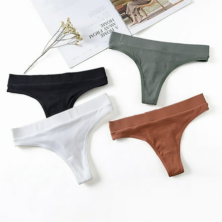 TureClos Women G-string Cotton Underwear Breathable Moisture Wicking Elastic Solid Color Girl Panties S