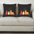thumbnail image 3 of Whimsical Animal Throw Pillow Covers - Set of 2 18x18in Featuring Friendly Fox Bear & Cat in Starry Night Design for Couch Bed Car, 3 of 8