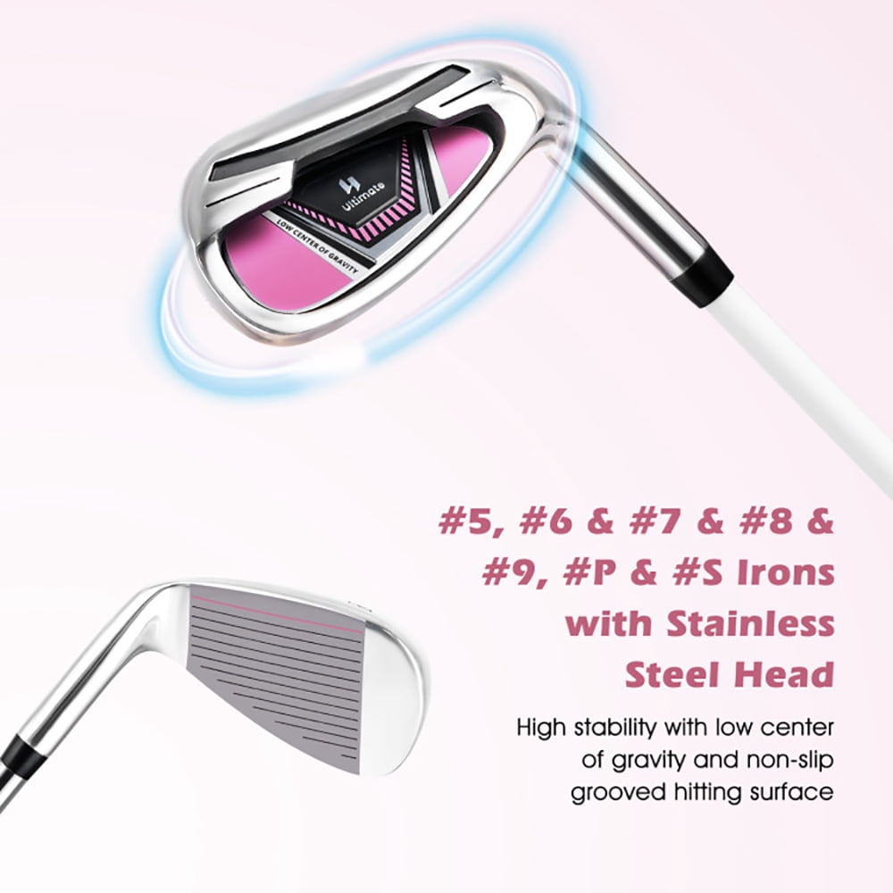 Barara King Golf Carry Bag Set ,Golf Cart Bag Set,Women's Complete Golf Club Set Right Hand with Rain Hood-Pink