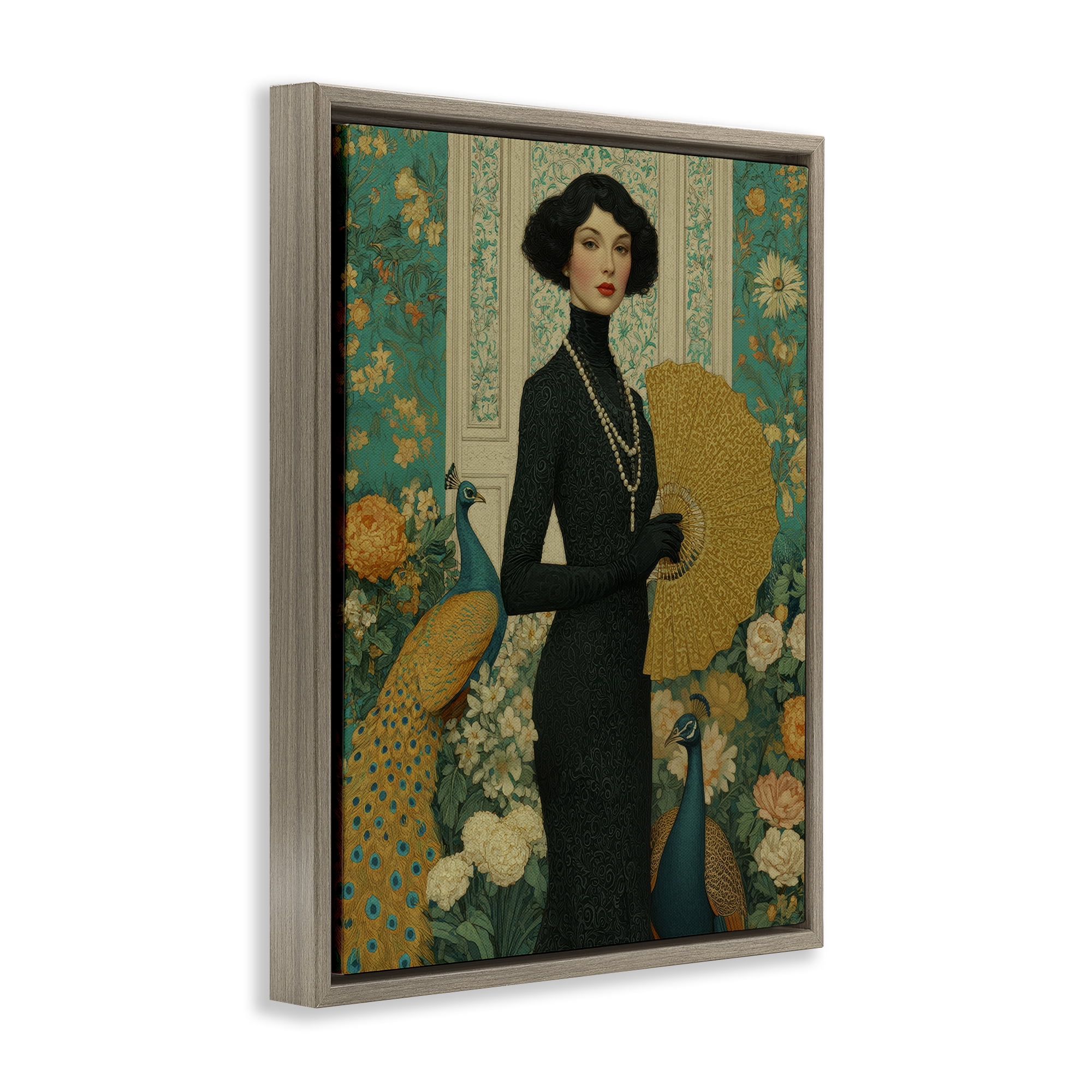 Stupell Industries Floral Velvet Reign Brown Framed Floater Canvas Wall Art, design by A Barefoot Stylist