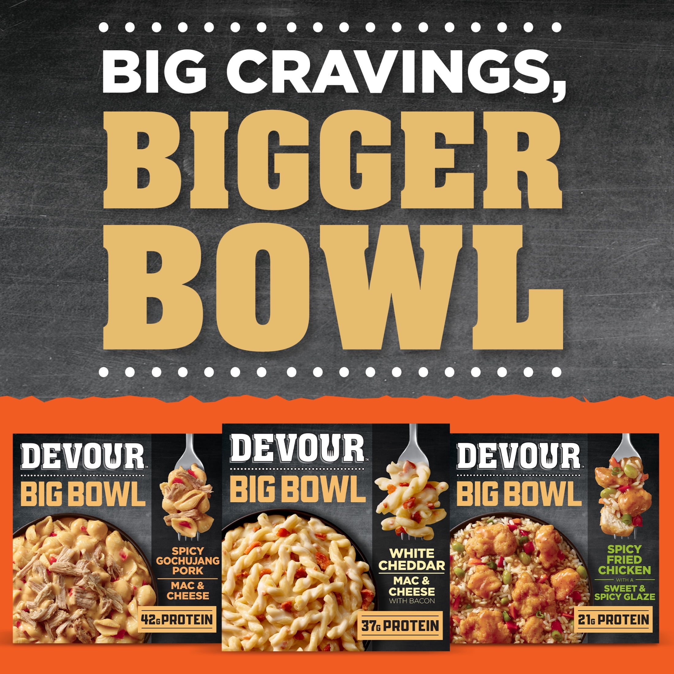 Devour Big Bowl White Cheddar Mac & Cheese with Bacon, 14 oz Box