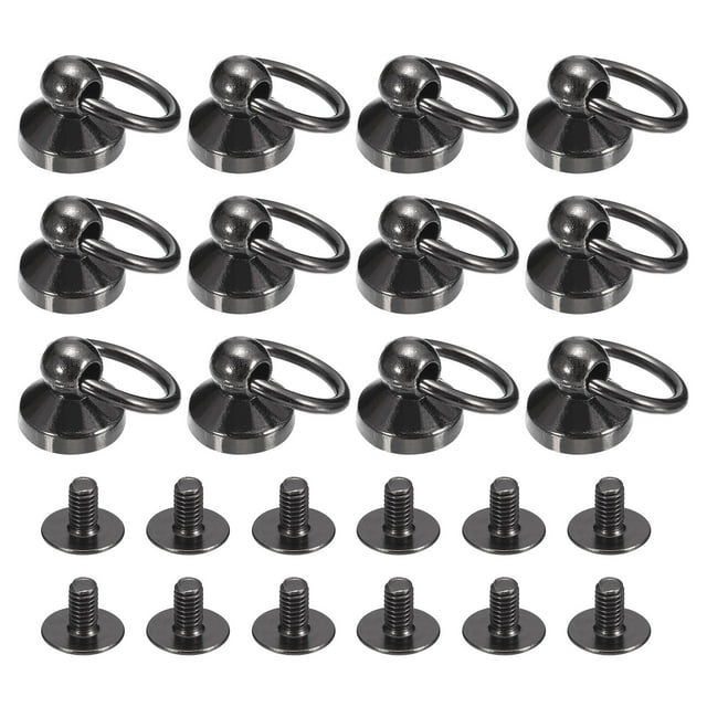 Unique Bargains Rivets à Tête Boule 6x10mm avec Anneau, Lot de 12 Rivets Boutons, Noir Métallique