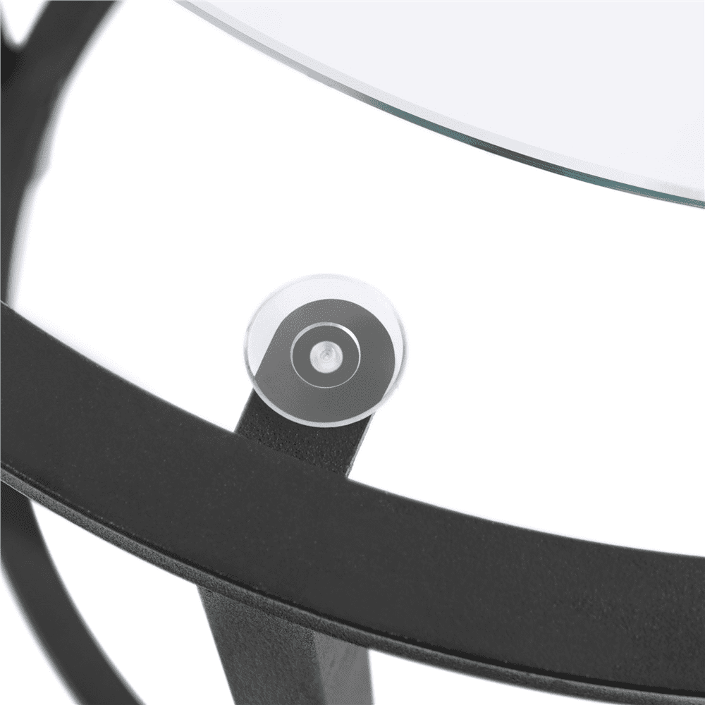 Renwick Round Metal and Glass Top Accent Table, Black