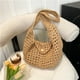 thumbnail image 1 of Bolso de bolso de gran capacidad para mujeres Bolso de mano con panel de tejido con estilo (marrón), 1 of 9