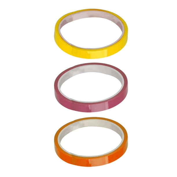 3 creaciones de cintas con naranja y rosa y amarillo Macarena Cintas de bolas adhesivas