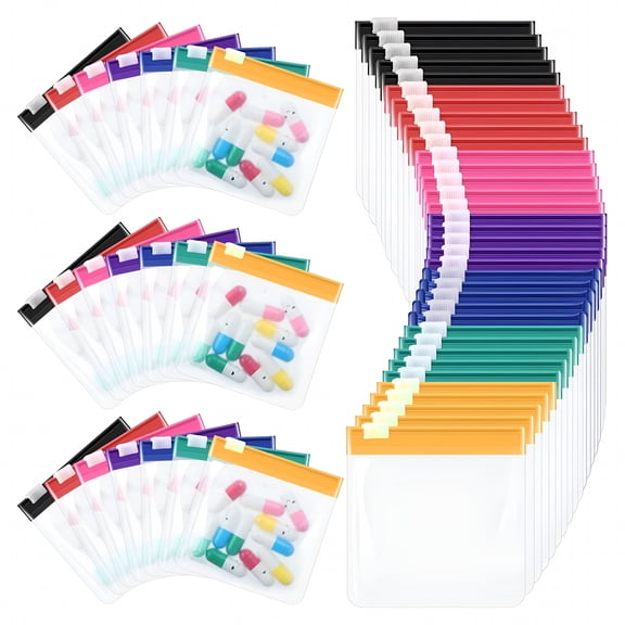 ACDANC 24Pcs Pill Pouch Bags Zippered Storage Bags Good Sealing Portable Reusable Translucent Medicine Organizer Self Sealing Pill Bags
