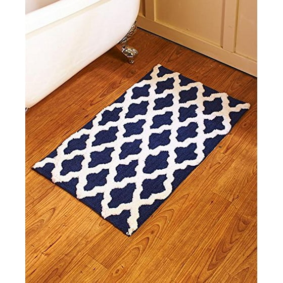 Oversized Lattice Bath Rugs Navy Soft And Durable By The Lakeside Oversized Lattice Bath Rugs Navy Soft And Durable By The Lakeside Collection From Usa Com