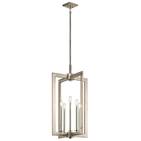 Classic Five Light Pendant - Pendants 5 Light With Classic Pewter Finish Steel Drum Candelabra Base 18 inch 300 Watts