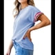 thumbnail image 2 of Camiseta de Verano para Mujer con Cuello Redondo, de Punto con Cordón y Estampado de Leopardo Azul S, 2 of 7