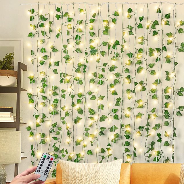 AYUQI Ivy Fake Vines 16.4ft Artificial Ivy with 50 LED String Light