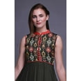 thumbnail image 5 of Bimba Black Ikat Printed Women Designer Mandarin Collar Anarkali Dress Indian Ethnic Kurta X-Small, 5 of 6