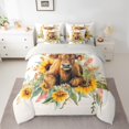 thumbnail image 3 of Manfei Kawaii Highland Cattle Bedding Comforter Set 7pcs, Rustic Groovy Flower Floral Queen Bedding Sets, Farmhouse Animal Reversible Queen Sheet Sets, Luxury Bedroom Decor, 3 of 8