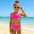 thumbnail image 3 of Hessimy Girls Swimsuit 2-Piece Halter Tankini Set Beach Sport Bathing Suit UPF 50+ Swimwear（Hot Pink,10-11 Years), 3 of 8