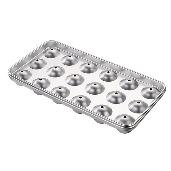 Stainless Steel Food Grade Round Ice Ball Tray Spheres Oval Ice Cube Mold Maker with Lid for Home Bar Party Cocktail Whiskey Cold Drink Kitchen Tool