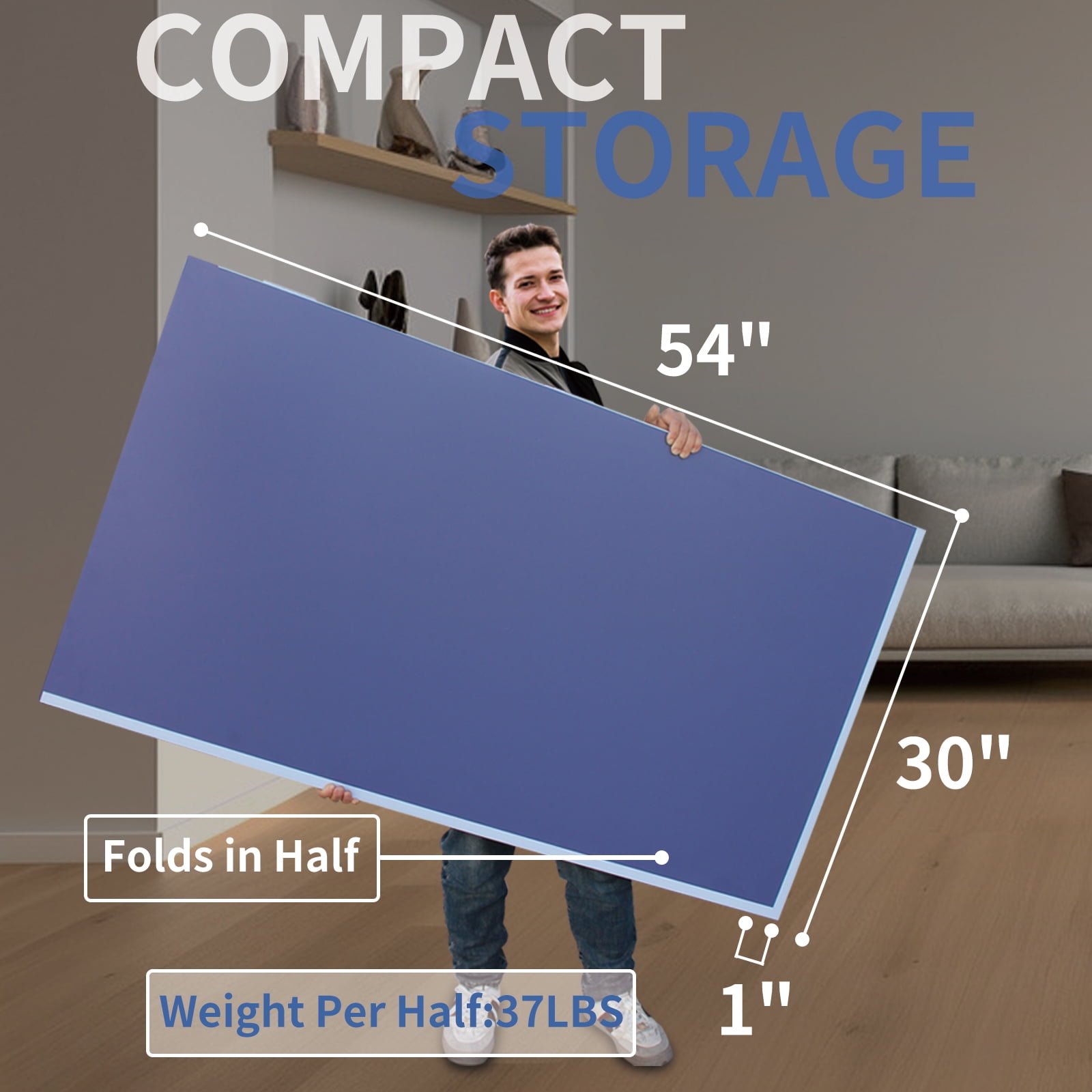 KL KLB Sport 9ft Mid-size Foldable Table Tennis Table Top, Portable Ping Pong Table Board for Indoor Games