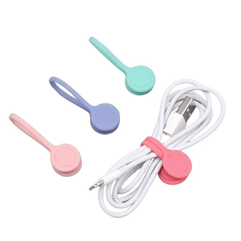 Cute Magnetic Cable Ties – 24 Pack, Reusable Silicone Cord Organizers for Home & Office, Strong Magnetic Hold, Double-Sided Colors, Perfect for Cable Management and Gift Idea