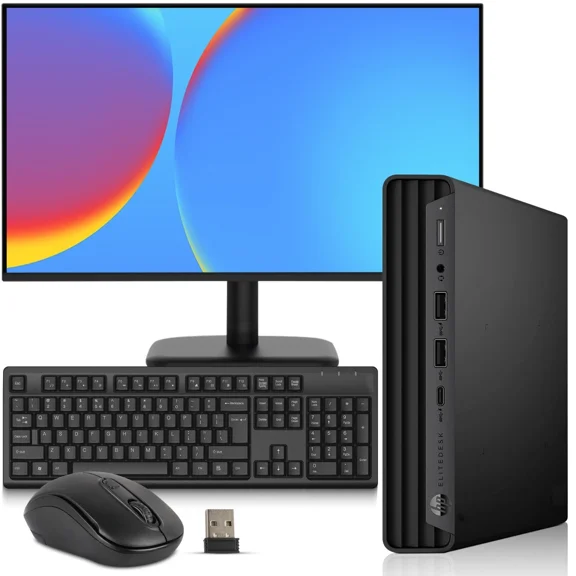 Restored HP 800 G6 Mini PC - Intel Core i5-10500T 10th Gen - 16GB DDR4 Ram - 128GB SSD - 24" Monitor - Wireless Keyboard & Mouse - WiFi - Tiny Desktop Computer - Windows 11 Pro