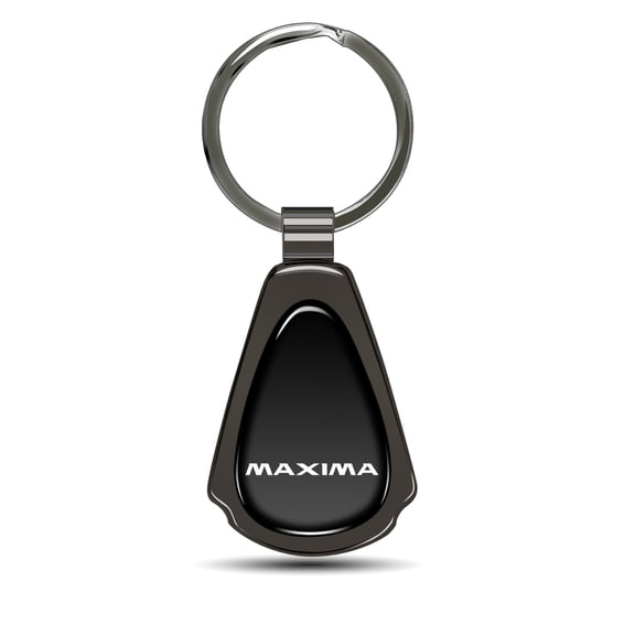 Nissan Maxima Black Dome Gunmetal Black Metal Teardrop Key Chain