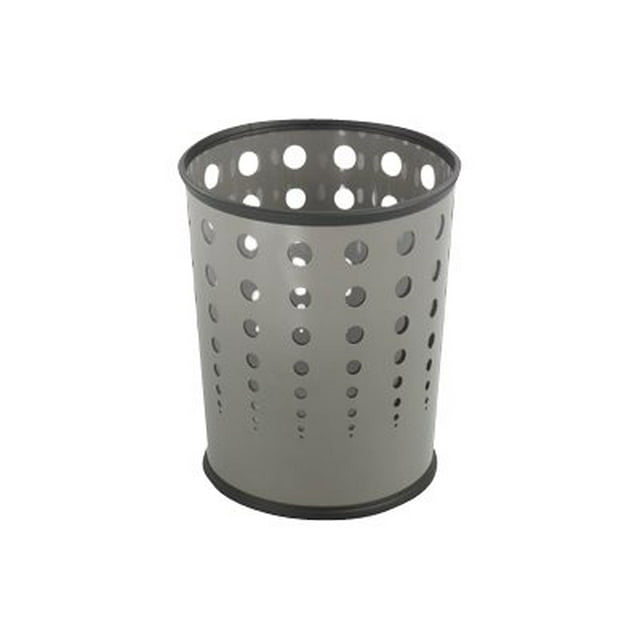 Safco Bubble - Corbeille à Papier - Ronde - 6 gal - Acier Enduit de Poudre - Gris