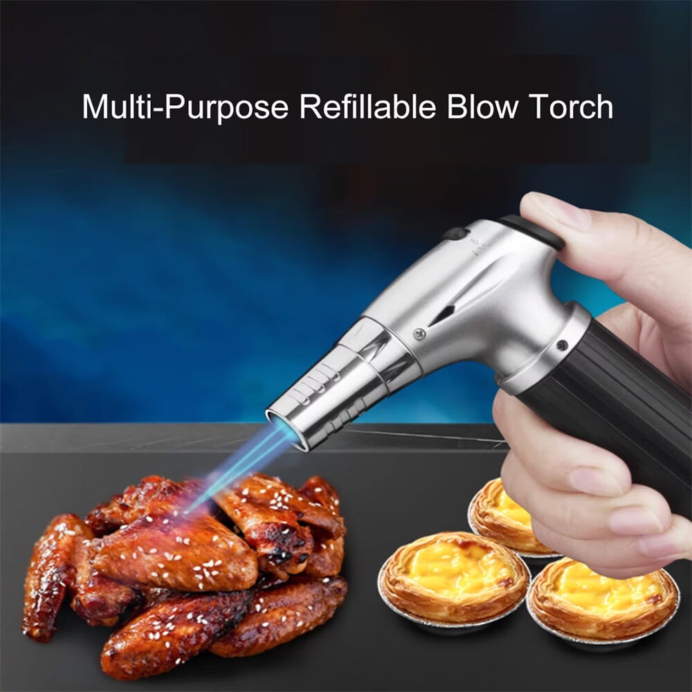 Chalumeau Butane Rechargeable Premium Avec Verrou Sécurité - Torche Cuisine Crème Brûlée, Barbecue, Soudure Jusqu'à 1371°C Mini Chalumeau