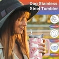 thumbnail image 4 of 40oz Pomeranian Dog Tumbler with Handle and Straw, Insulated Stainless Steel Travel Mug, Cute Puppy Design Water Bottle, Gift for Animal Lovers, Women & Men, 4 of 6