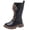 Black, variant on Girls Leather Riding Knee High Boots with Side Zipper Fashion Round Toe Comfortable Low Heel Lace Up Combat Boots Lug Sole Motorcycle Boots Little Kid/Big Kid