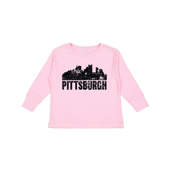 Inktastic Pittsburgh Skyline Grunge Boys or Girls Long Sleeve Toddler T-Shirt