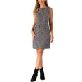 thumbnail image 2 of INSPIRE CHIC Sleeveless Dress for Women's Tweed Pockets Crew Neck Mini Dresses, 2 of 5